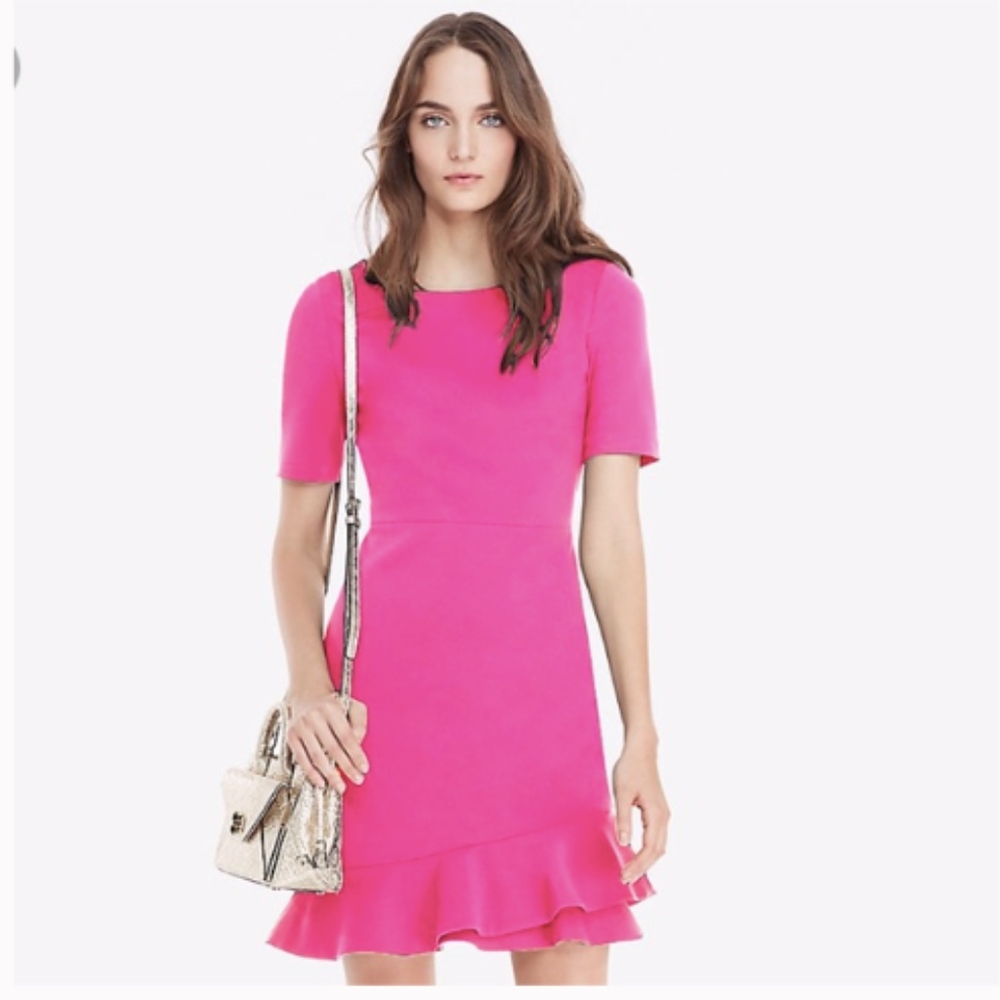 DVF Diane Von Furstenburg  Serafina Shift Dress ruffles pink Sz 8 Barbie
